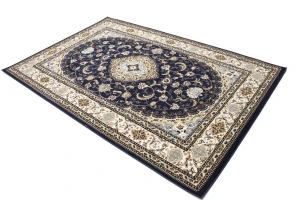 Navy Floral Oriental Style 5X8 Machine-Made Rug