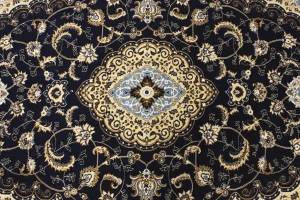 Navy Floral Oriental Style 5X8 Machine-Made Rug