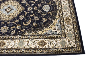 Navy Floral Oriental Style 5X8 Machine-Made Rug