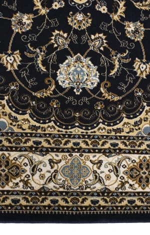 Navy Floral Oriental Style 5X8 Machine-Made Rug