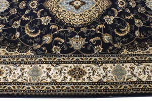 Navy Floral Oriental Style 5X8 Machine-Made Rug