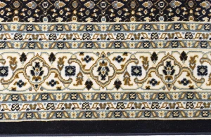 Navy Floral Oriental Style 5X8 Machine-Made Rug