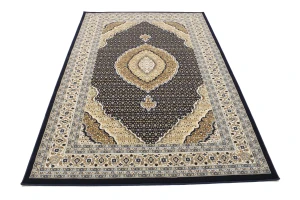 Navy Floral Oriental Style 5X8 Machine-Made Rug