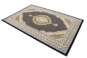 Navy Floral Oriental Style 5X8 Machine-Made Rug