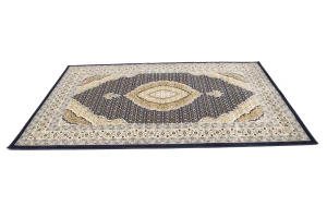 Navy Floral Oriental Style 5X8 Machine-Made Rug