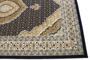 Navy Floral Oriental Style 5X8 Machine-Made Rug