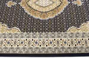 Navy Floral Oriental Style 5X8 Machine-Made Rug