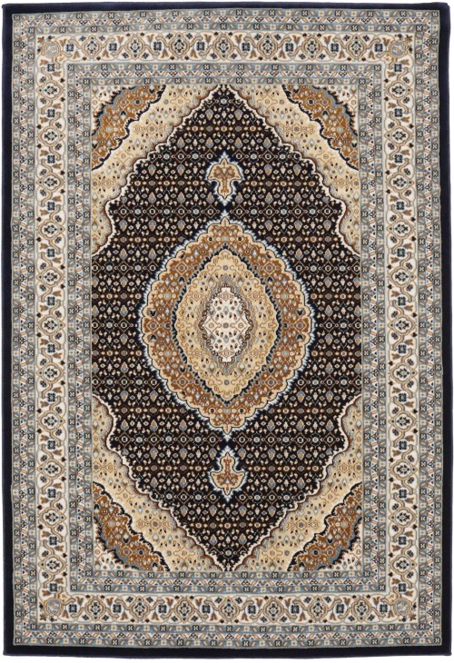 Navy Floral Oriental Style 4X6 Machine-Made Rug