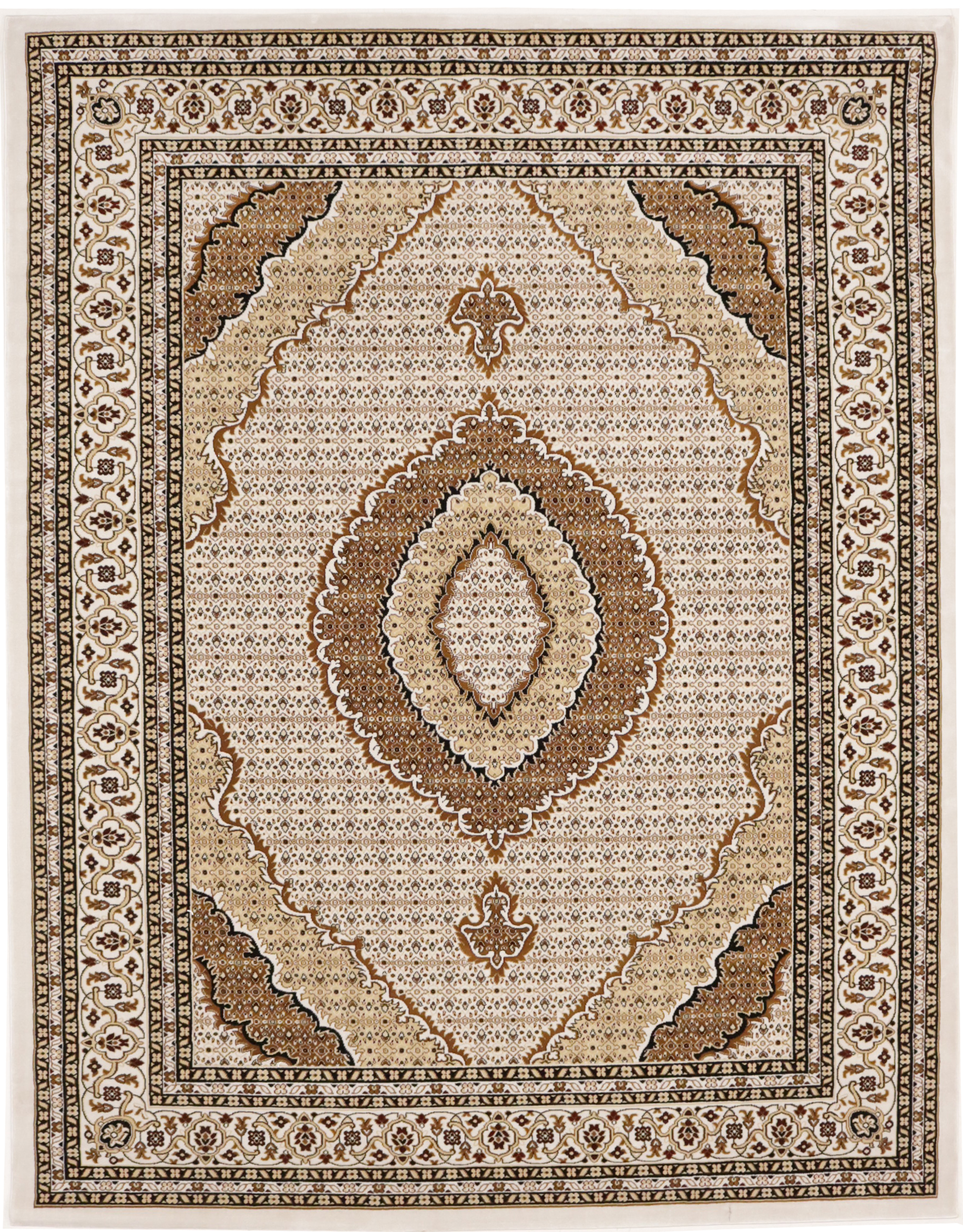 Ivory Floral Oriental Style 8X10'5 Machine-Made Rug