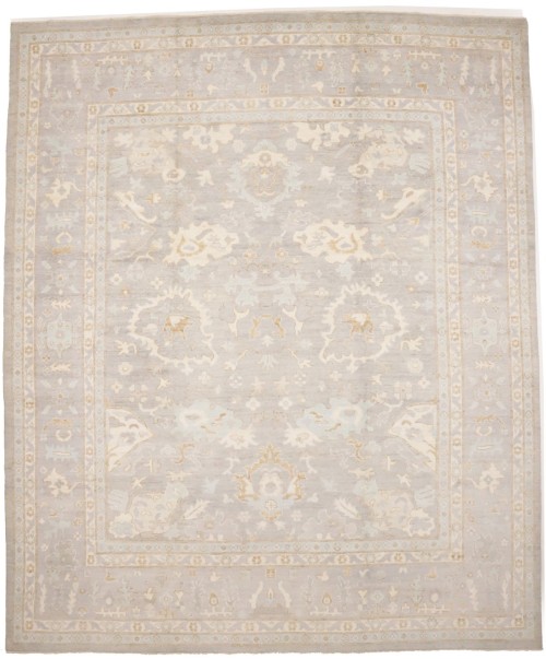 Tan Floral Oushak Peshawar 12X15 Pakistan Oriental Rug