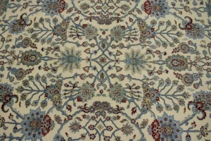 Cream Classic Floral 7X10 Traditional Indo-Kashan Oriental Rug