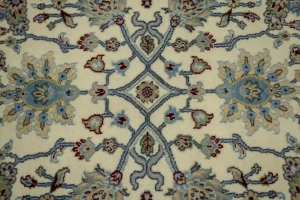 Cream Classic Floral 7X10 Traditional Indo-Kashan Oriental Rug