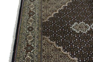 Black Floral 6X8 Tabriz Fish Mahi Oriental Rug