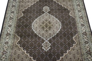 Black Floral 6X8 Tabriz Fish Mahi Oriental Rug