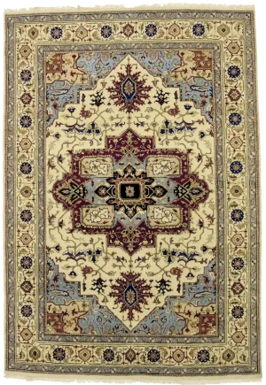 Cream Geometric Floral 6X8 Oriental Rug