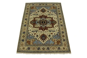 Cream Geometric Floral 6X8 Oriental Rug