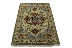 Cream Geometric Floral 6X8 Oriental Rug