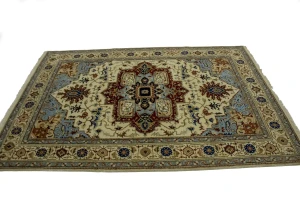 Cream Geometric Floral 6X8 Oriental Rug