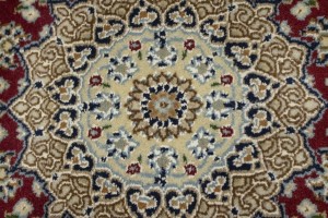 Red Floral 4X4 Indo-Nain Oriental Square Rug