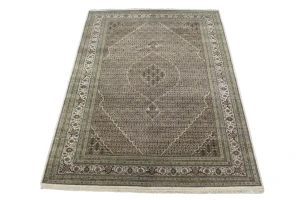 Cream Floral Geometric 7X10 Indo-Tabriz Fish Mahi Oriental Rug