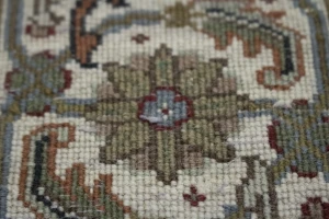 Cream Floral Geometric 7X10 Indo-Tabriz Fish Mahi Oriental Rug