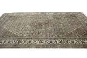 Cream Floral Geometric 7X10 Indo-Tabriz Fish Mahi Oriental Rug