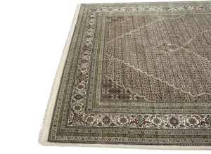 Cream Floral Geometric 7X10 Indo-Tabriz Fish Mahi Oriental Rug