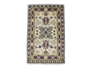 Cream Geometric Tribal 3X5 Kazak Oriental Rug
