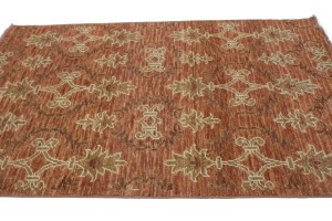 Rust Floral 4X6 Modern Oriental Rug