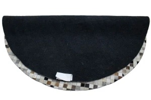 Ivory Geometric 6X6 Cowhide Patchwork Modern Rug