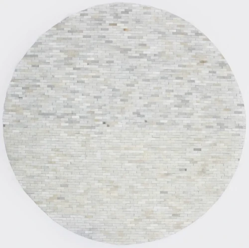 Ivory Silver Cowhide 8X8 Modern Leather Round Rug