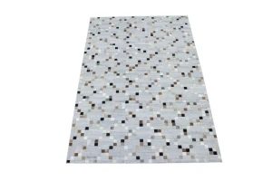 Gray Geometric 5X8 Cowhide Patchwork Modern Rug