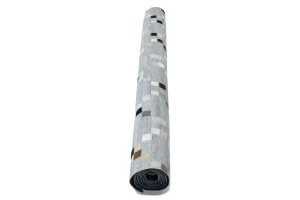 Gray Geometric 5X8 Cowhide Patchwork Modern Rug