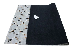 Gray Geometric 5X8 Cowhide Patchwork Modern Rug
