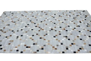 Gray Geometric 5X8 Cowhide Patchwork Modern Rug