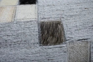 Gray Geometric 5X8 Cowhide Patchwork Modern Rug