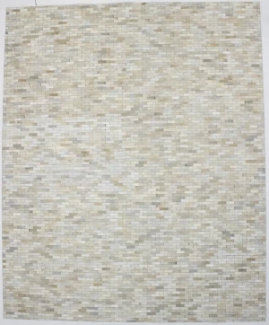 Ivory Geometric 8X10 Modern Cowhide Patchwork Print Oriental Rug