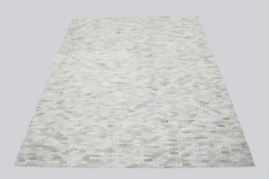 Ivory Geometric 8X10 Modern Cowhide Patchwork Print Oriental Rug