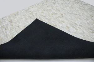 Ivory Geometric 8X10 Modern Cowhide Patchwork Print Oriental Rug