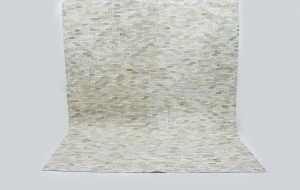 Ivory Geometric 8X10 Modern Cowhide Patchwork Print Oriental Rug