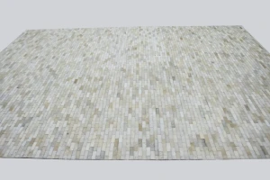 Ivory Geometric 8X10 Modern Cowhide Patchwork Print Oriental Rug