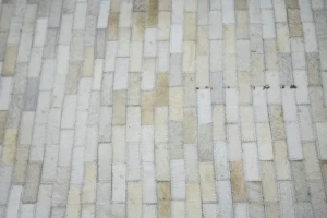 Ivory Geometric 8X10 Modern Cowhide Patchwork Print Oriental Rug
