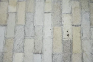 Ivory Geometric 8X10 Modern Cowhide Patchwork Print Oriental Rug
