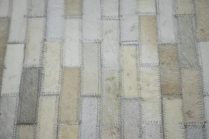 Ivory Geometric 8X10 Modern Cowhide Patchwork Print Oriental Rug