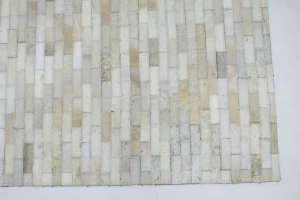 Ivory Geometric 8X10 Modern Cowhide Patchwork Print Oriental Rug