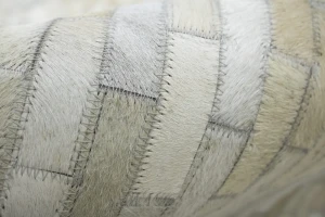 Ivory Geometric 8X10 Modern Cowhide Patchwork Print Oriental Rug