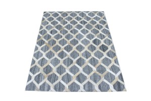 Gray Beige Geometric 4X6 Cowhide Patchwork Modern Rug