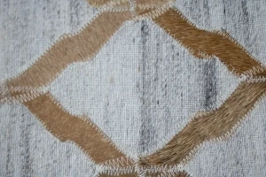 Grey Geometric 5X8 Cowhide Patchwork Modern Rug