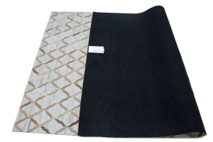 Grey Geometric 5X8 Cowhide Patchwork Modern Rug