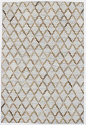 Gray Geometric 4X6 Cowhide Patchwork Modern Rug
